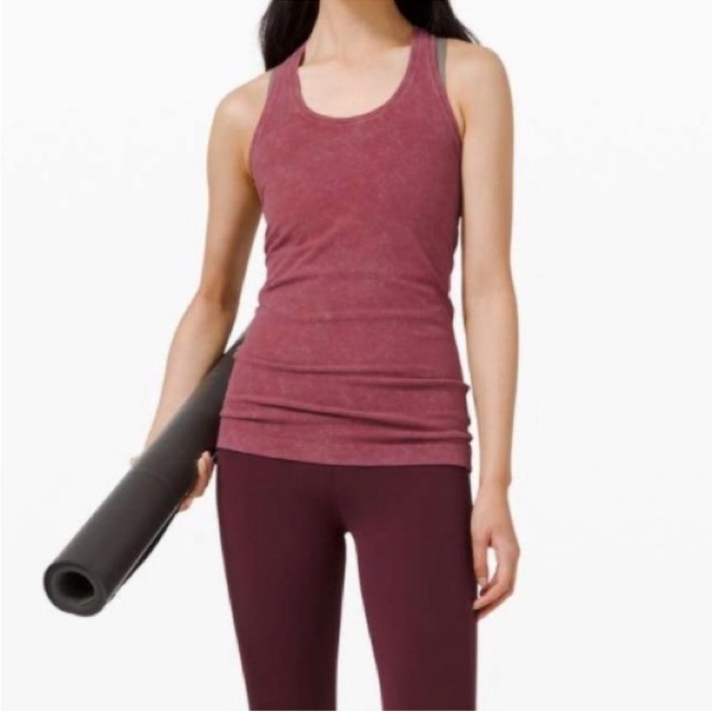 Lululemon 🍋 Cool Racerback Top Dye Washed Chianti Size 4 - Picture 2 of 12